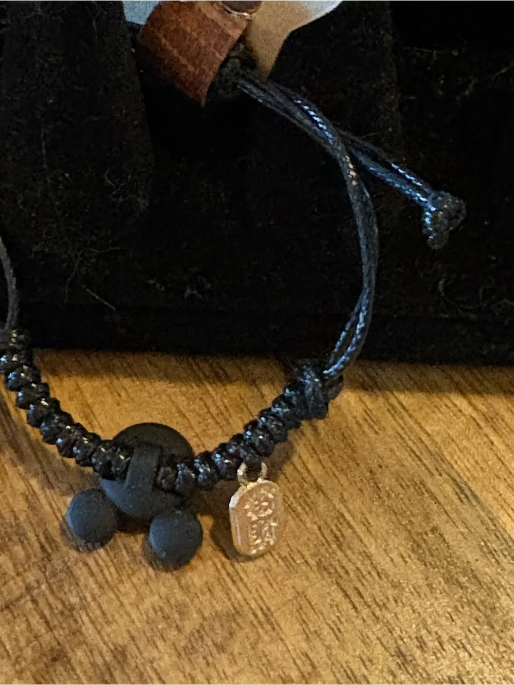 Kids Black Cord Bracelet with Red Character Charm
